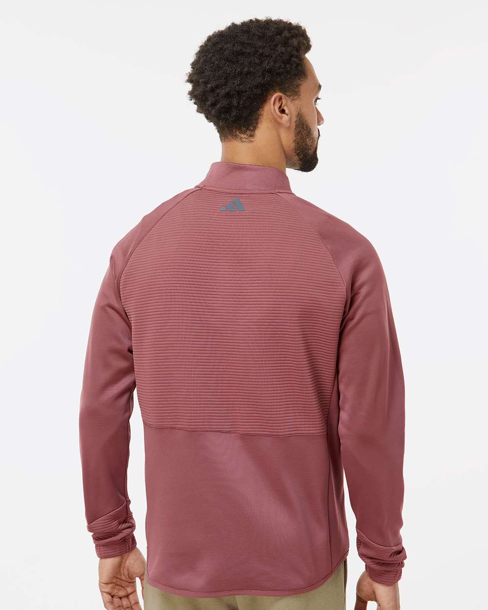 Men's Quarter-Zip Pullover - OnModelBack - B08853533 - Quiet Crimson