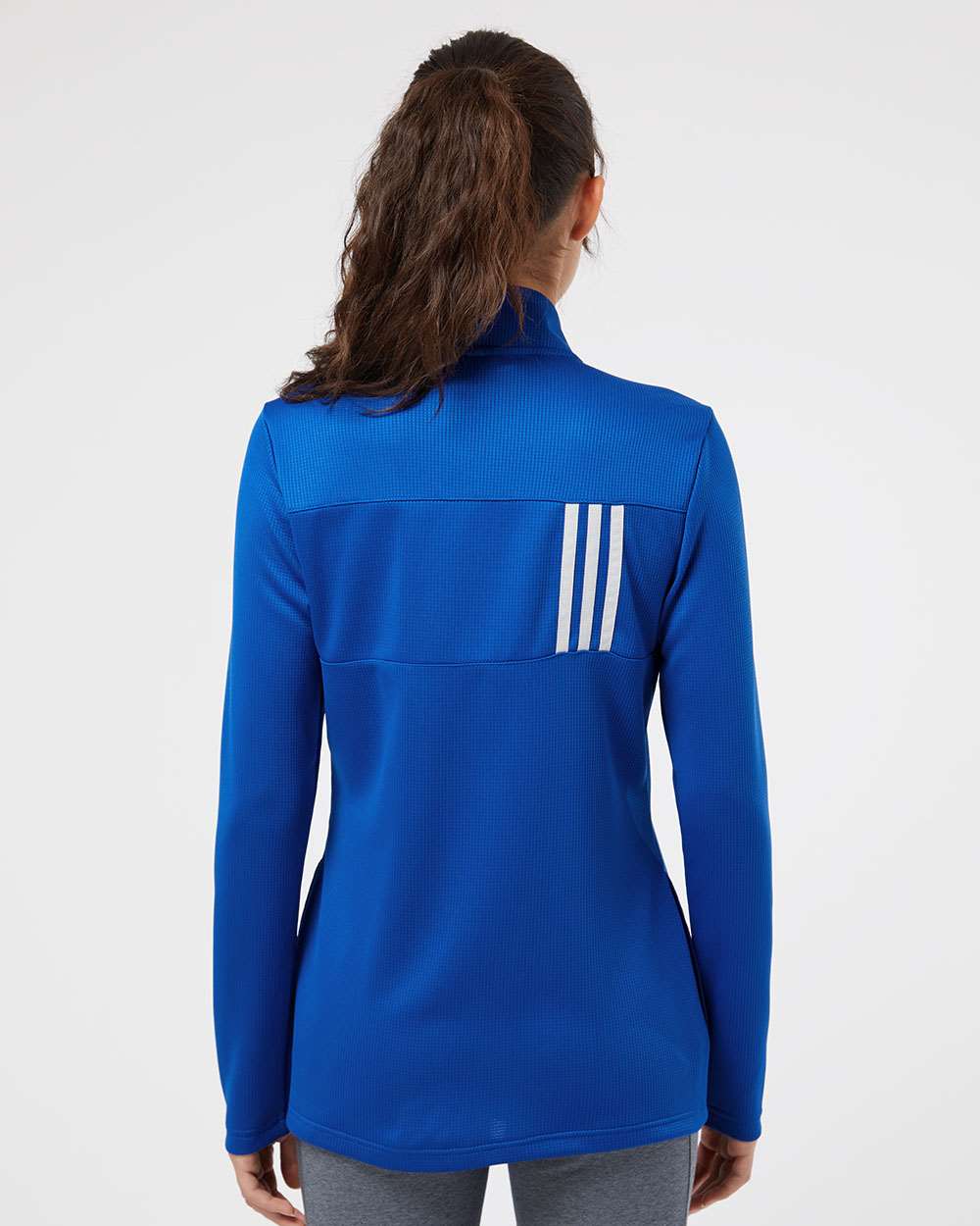 Women's 3-Stripes Double Knit Full-Zip - OnModelBack - B03653753 - Team Royal/ Grey Two