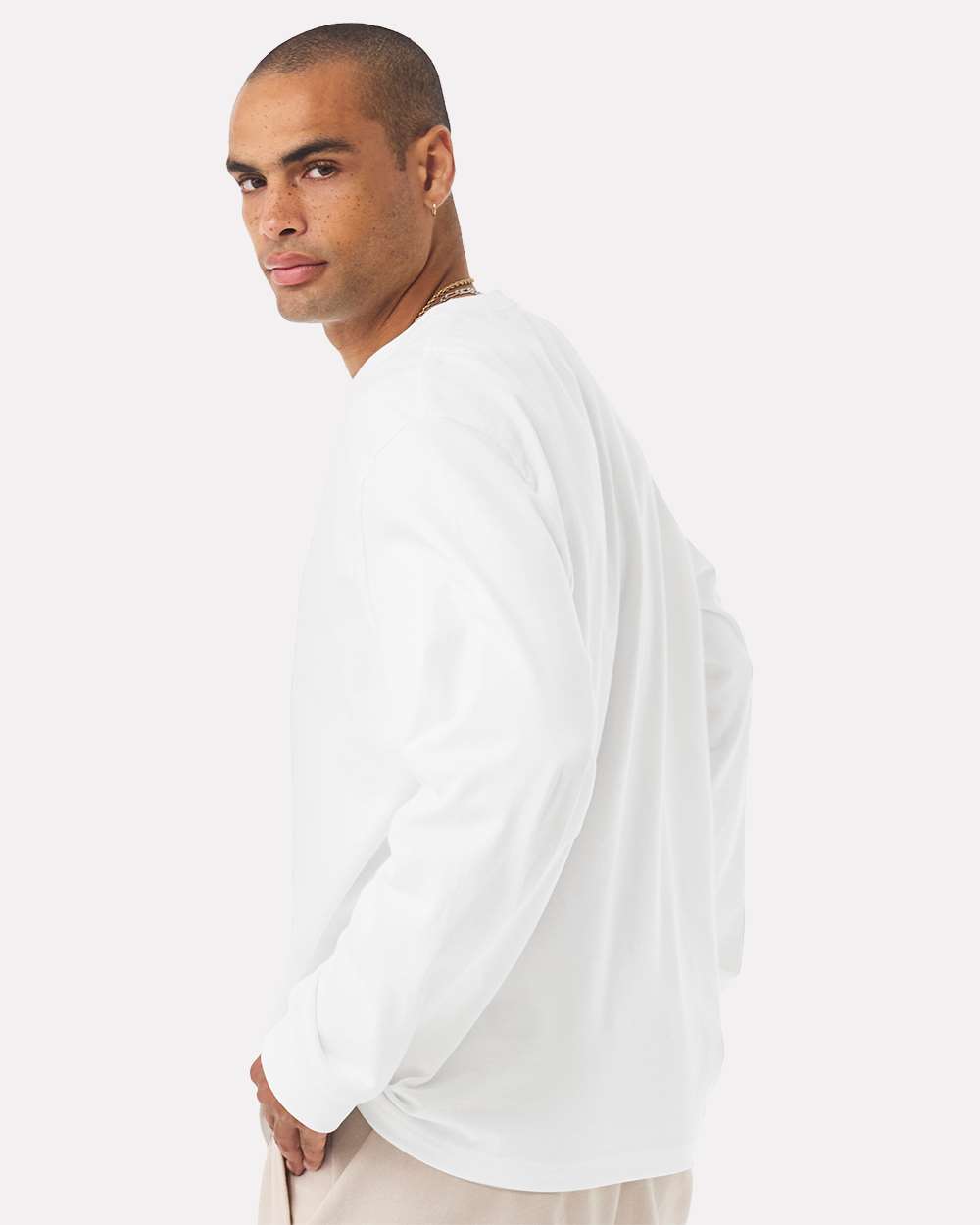 Unisex 7.5 oz Heavyweight Long Sleeve Tee - OnModelBack - B06706002 - White