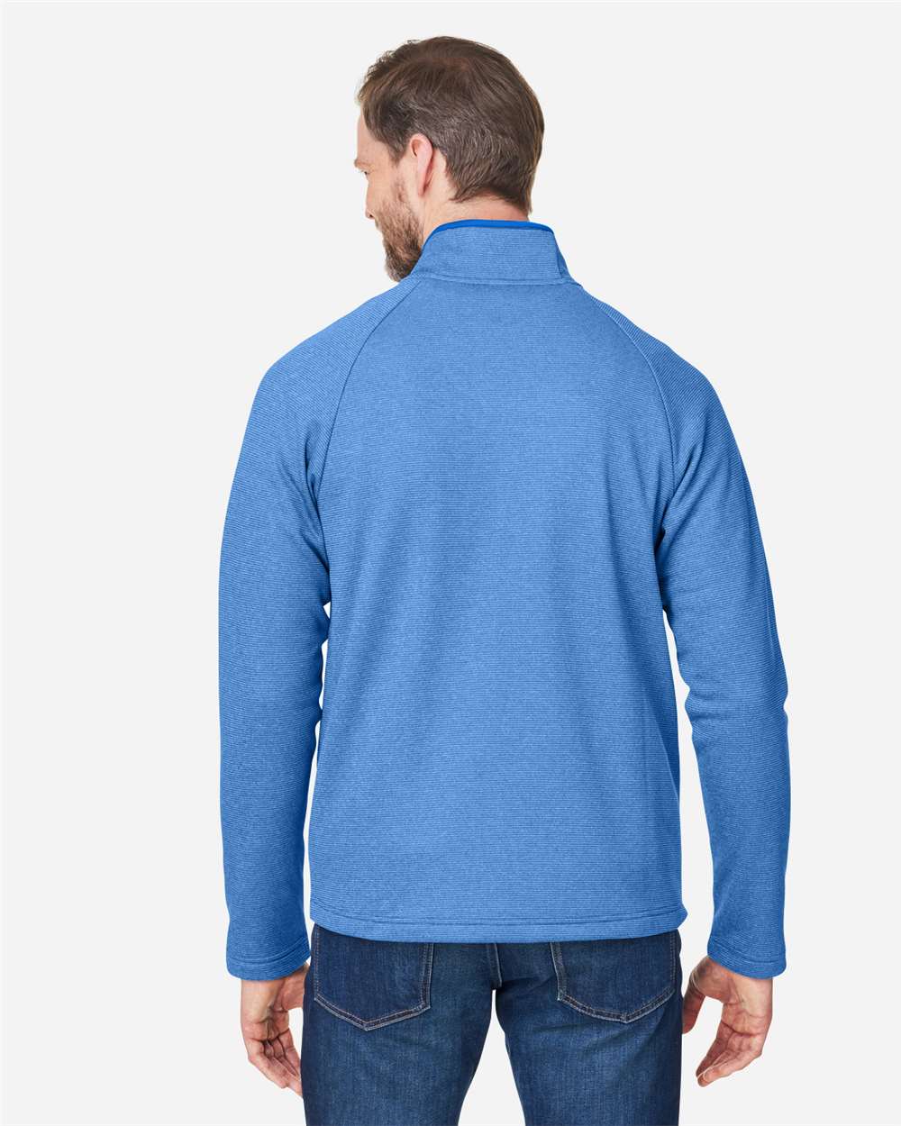Men's Venture Heathered Stripe Full-Zip - OnModelBack - B311A7753 - True Royal/ White