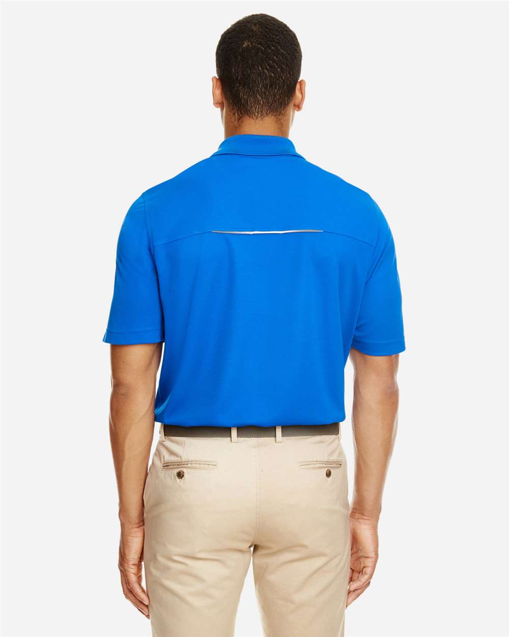 Men's Radiant Performance Piqué Polo with Reflective Piping - OnModelBack - B223A7753 - True Royal