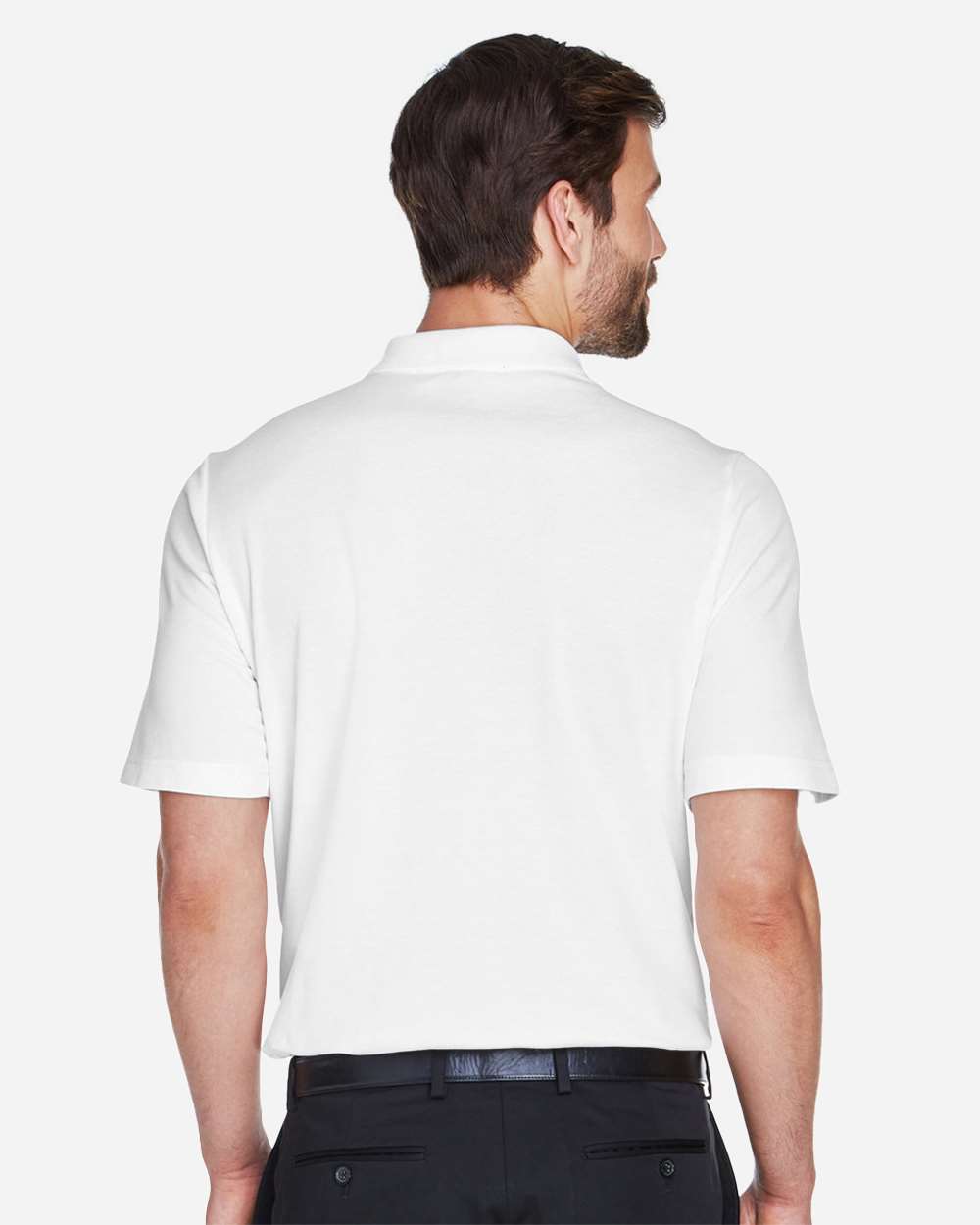 Men's Tall CrownLux Performance® Plaited Polo - OnModelBack - B639B2005 - White