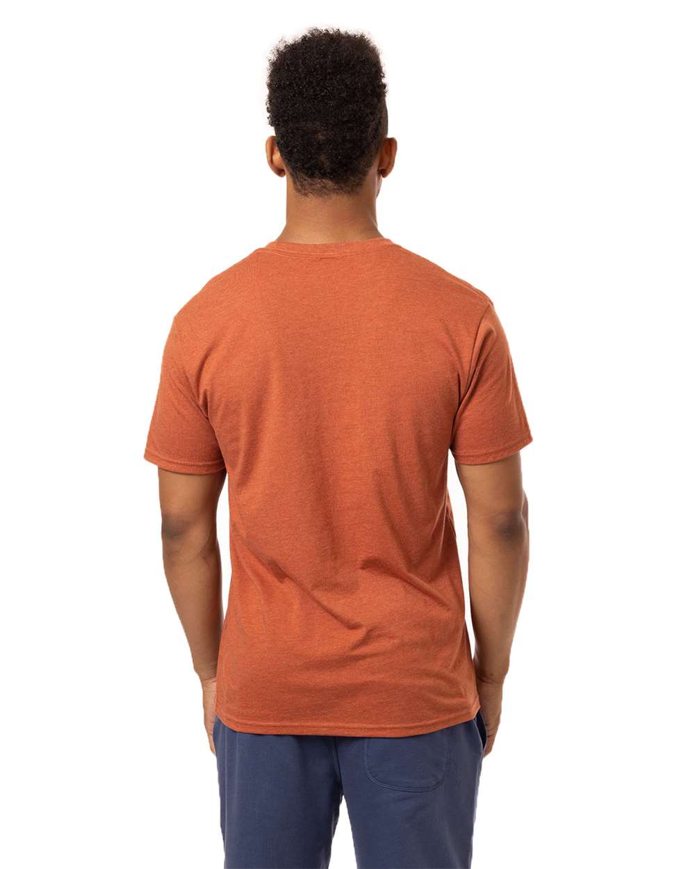 Unisex Committed CVC T-Shirt - OnModelBack - B849E9173 - Picante Heather
