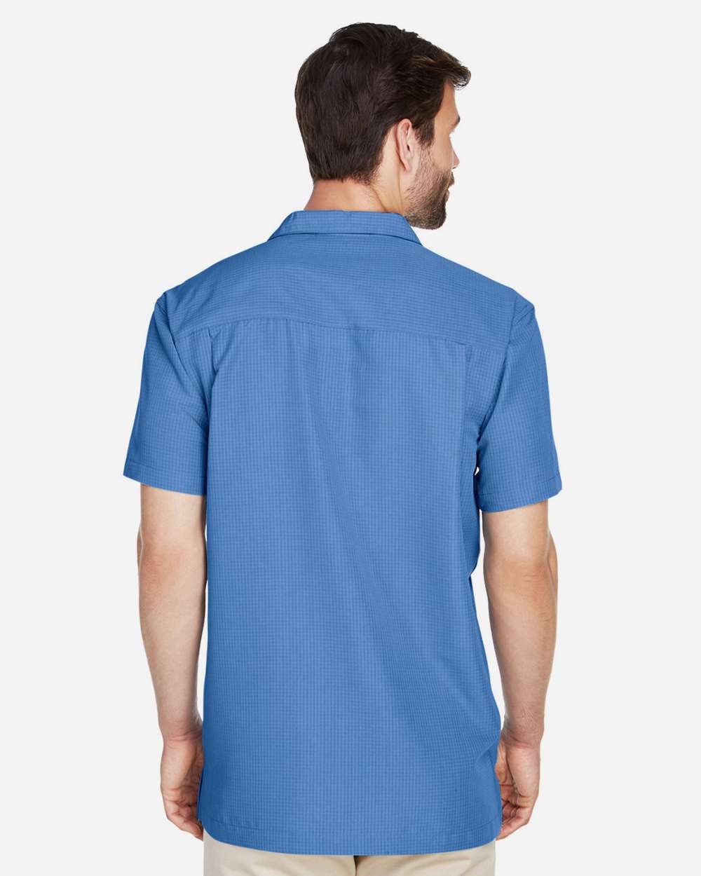 Men's Barbados Textured Camp Shirt - OnModelBack - B251B9112 - POOL BLUE