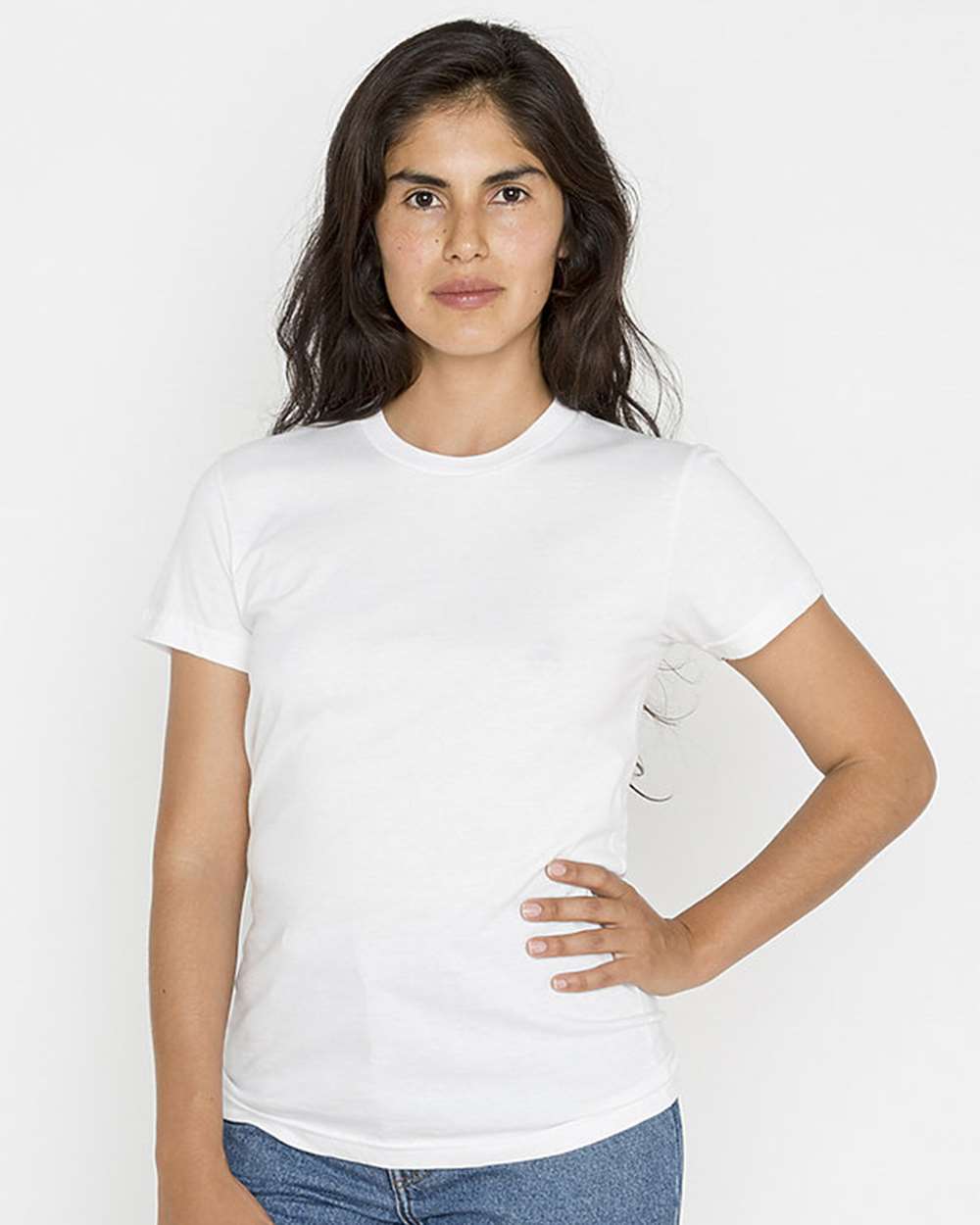 Women's USA-Made Fine Jersey T-Shirt - OnModelFront - B10663006 - White