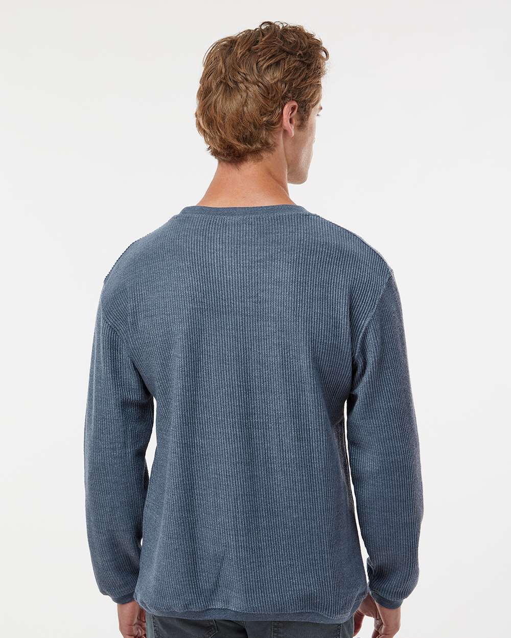 Unisex Corded Crewneck Sweatshirt - OnModelBack - B05952652 - Navy