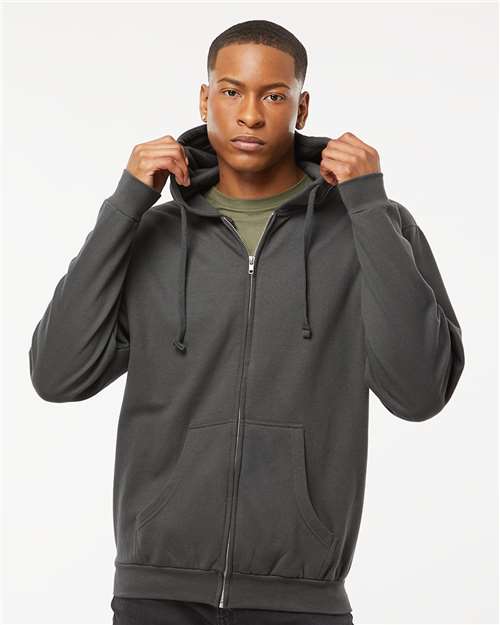 Unisex Full-Zip Hooded Sweatshirt - OnModelFront - B10359599 - Charcoal