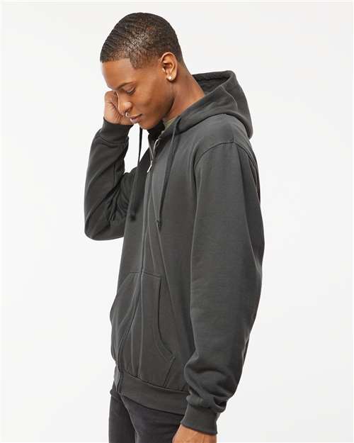Unisex Full-Zip Hooded Sweatshirt - OnModelSide - B10359599 - Charcoal