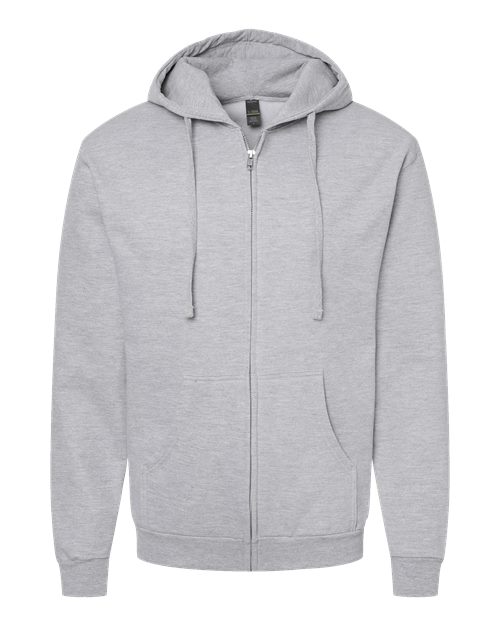 Unisex Full-Zip Hooded Sweatshirt - Front - B10359099 - Heather Grey