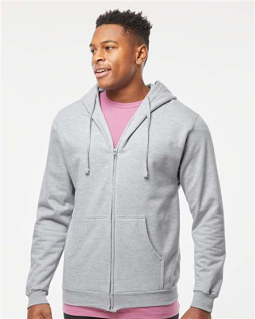 Unisex Full-Zip Hooded Sweatshirt - OnModelFront - B10359096 - Heather Grey