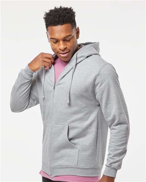 Unisex Full-Zip Hooded Sweatshirt - OnModelSide - B10359099 - Heather Grey