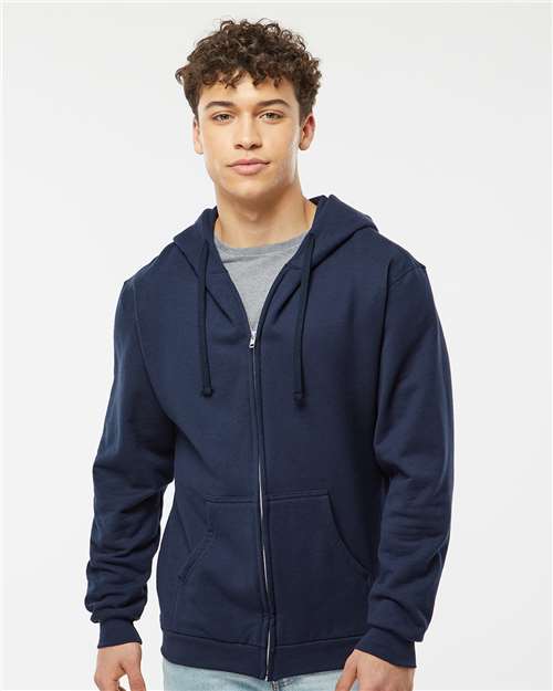Unisex Full-Zip Hooded Sweatshirt - OnModelFront - B10359659 - Navy