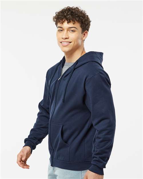 Unisex Full-Zip Hooded Sweatshirt - OnModelSide - B10359659 - Navy