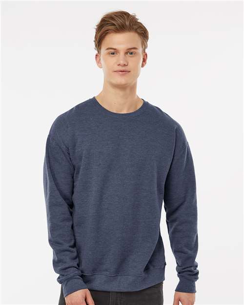 Unisex Fleece Crewneck Sweatshirt - OnModelFront - B10459259 - Heather Denim