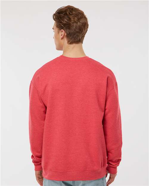 Unisex Fleece Crewneck Sweatshirt - OnModelBack - B10459709 - Heather Red