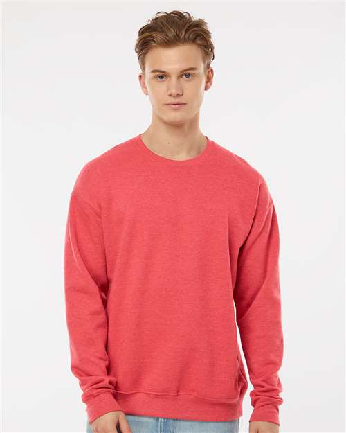 Unisex Fleece Crewneck Sweatshirt - OnModelFront - B10459709 - Heather Red