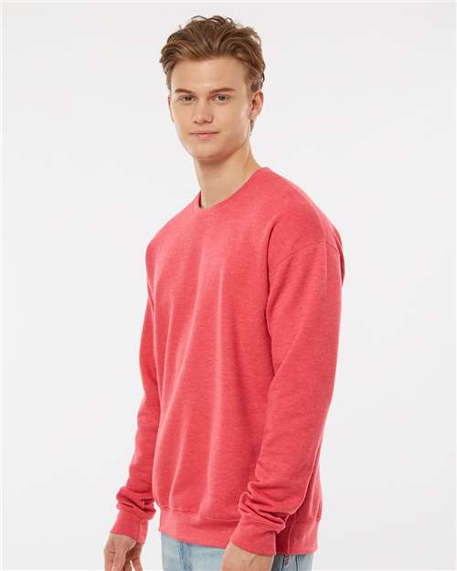Unisex Fleece Crewneck Sweatshirt - OnModelSide - B10459709 - Heather Red