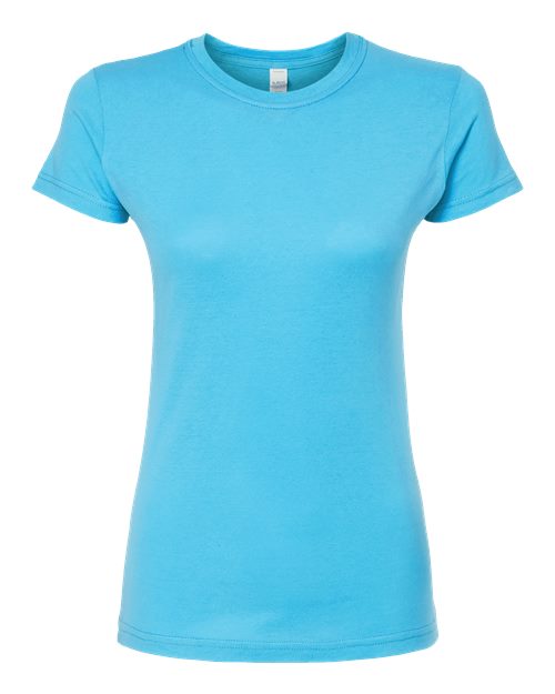 Women's Fine Jersey Slim Fit T-Shirt - Front - B20159048 - Aqua