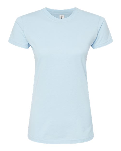 Women's Fine Jersey Slim Fit T-Shirt - Front - B20159258 - Baby Blue