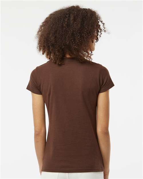 Women's Fine Jersey Slim Fit T-Shirt - OnModelBack - B20159608 - Brown