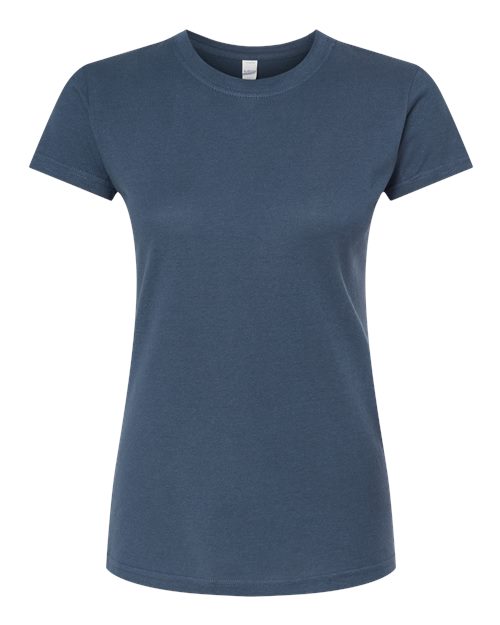 Women's Fine Jersey Slim Fit T-Shirt - Front - B20159688 - Indigo