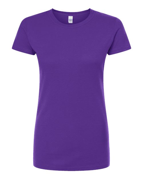 Women's Fine Jersey Slim Fit T-Shirt - Front - B20159678 - Purple