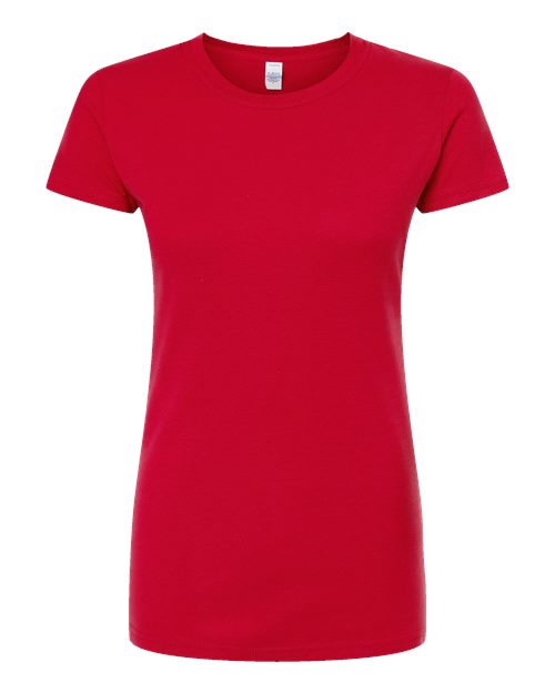 Women's Fine Jersey Slim Fit T-Shirt - Front - B20159708 - Red