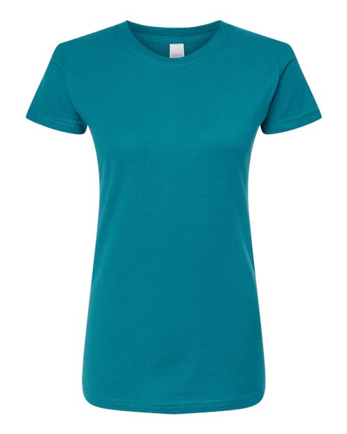 Women's Fine Jersey Slim Fit T-Shirt - Front - B20159148 - Teal