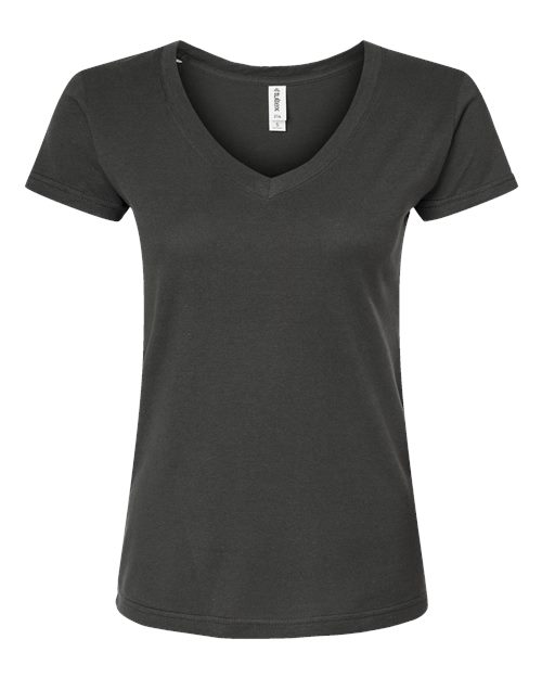 Women's Fine Jersey V-Neck T-Shirt - Front - B20259598 - Charcoal