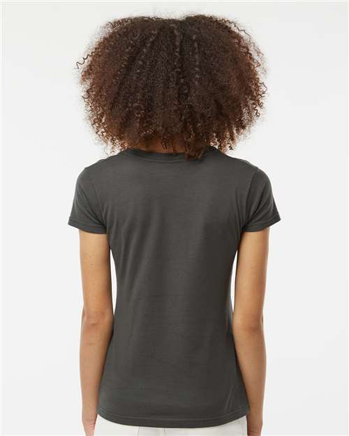 Women's Fine Jersey V-Neck T-Shirt - OnModelBack - B20259598 - Charcoal