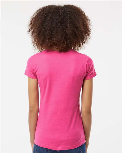 Women's Fine Jersey V-Neck T-Shirt - OnModelBack - B20259698 - Fuchsia