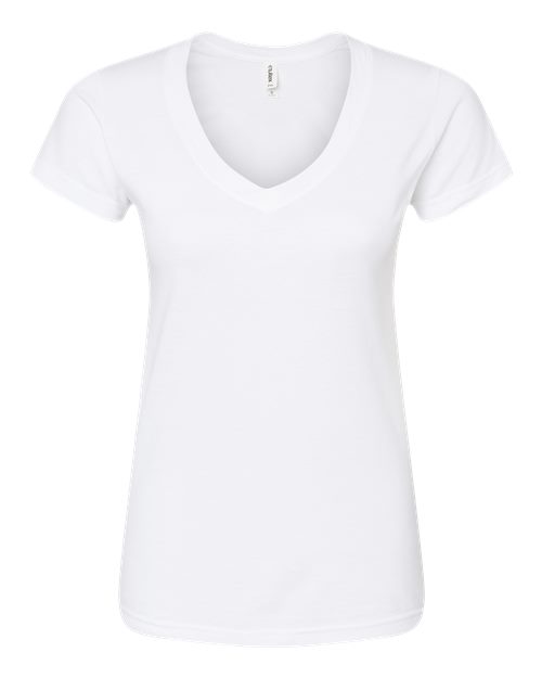 Women's Fine Jersey V-Neck T-Shirt - Front - B20259008 - White