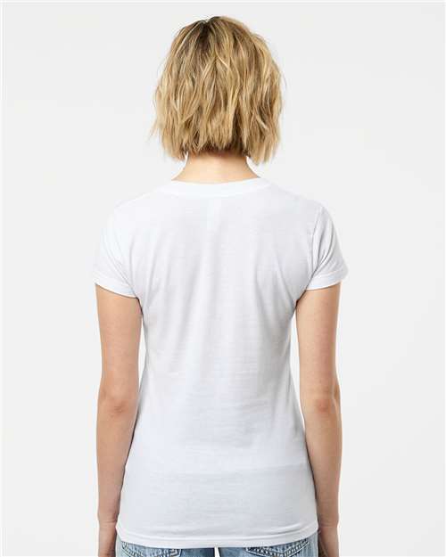 Women's Fine Jersey V-Neck T-Shirt - OnModelBack - B20259008 - White