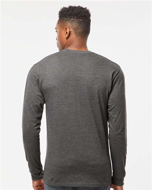 Unisex Heavyweight Jersey Long Sleeve T-Shirt - OnModelBack - B31059099 - Heather Charcoal