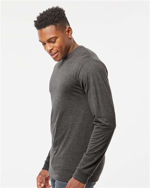 Unisex Heavyweight Jersey Long Sleeve T-Shirt - OnModelSide - B31059099 - Heather Charcoal
