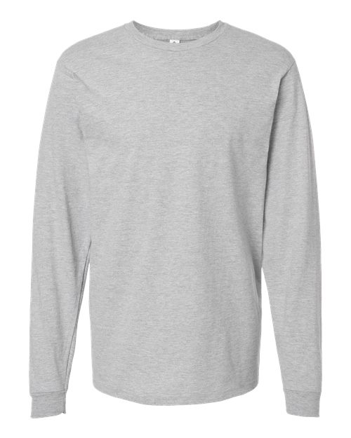 Unisex Heavyweight Jersey Long Sleeve T-Shirt - Front - B31059109 - Heather Grey
