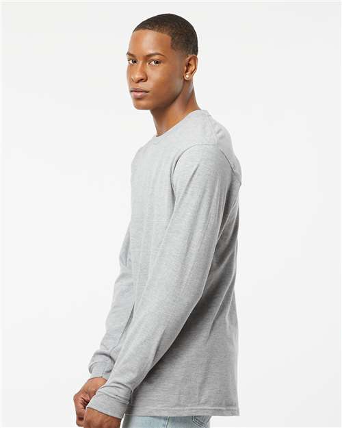 Unisex Heavyweight Jersey Long Sleeve T-Shirt - OnModelSide - B31059109 - Heather Grey