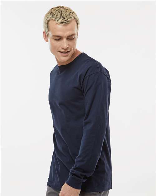 Unisex Heavyweight Jersey Long Sleeve T-Shirt - OnModelSide - B31059659 - Navy
