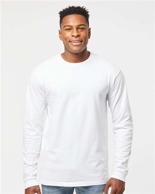 Unisex Heavyweight Jersey Long Sleeve T-Shirt - OnModelFront - B31059009 - White