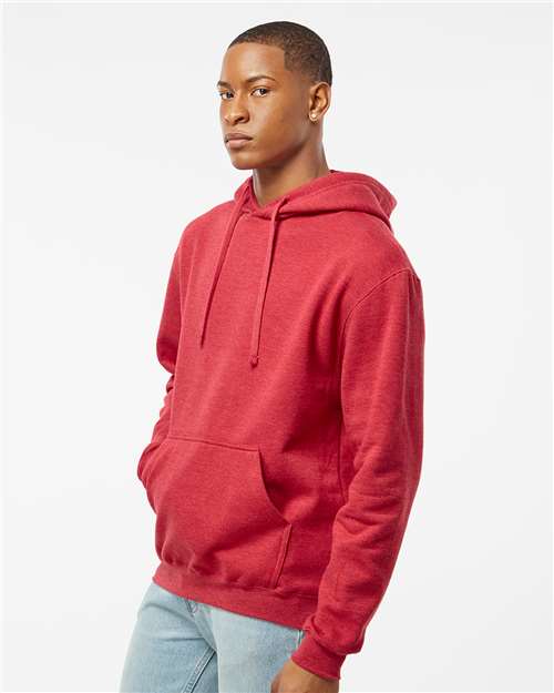 Unisex Fleece Hooded Sweatshirt - OnModelSide - B31359709 - Heather Red