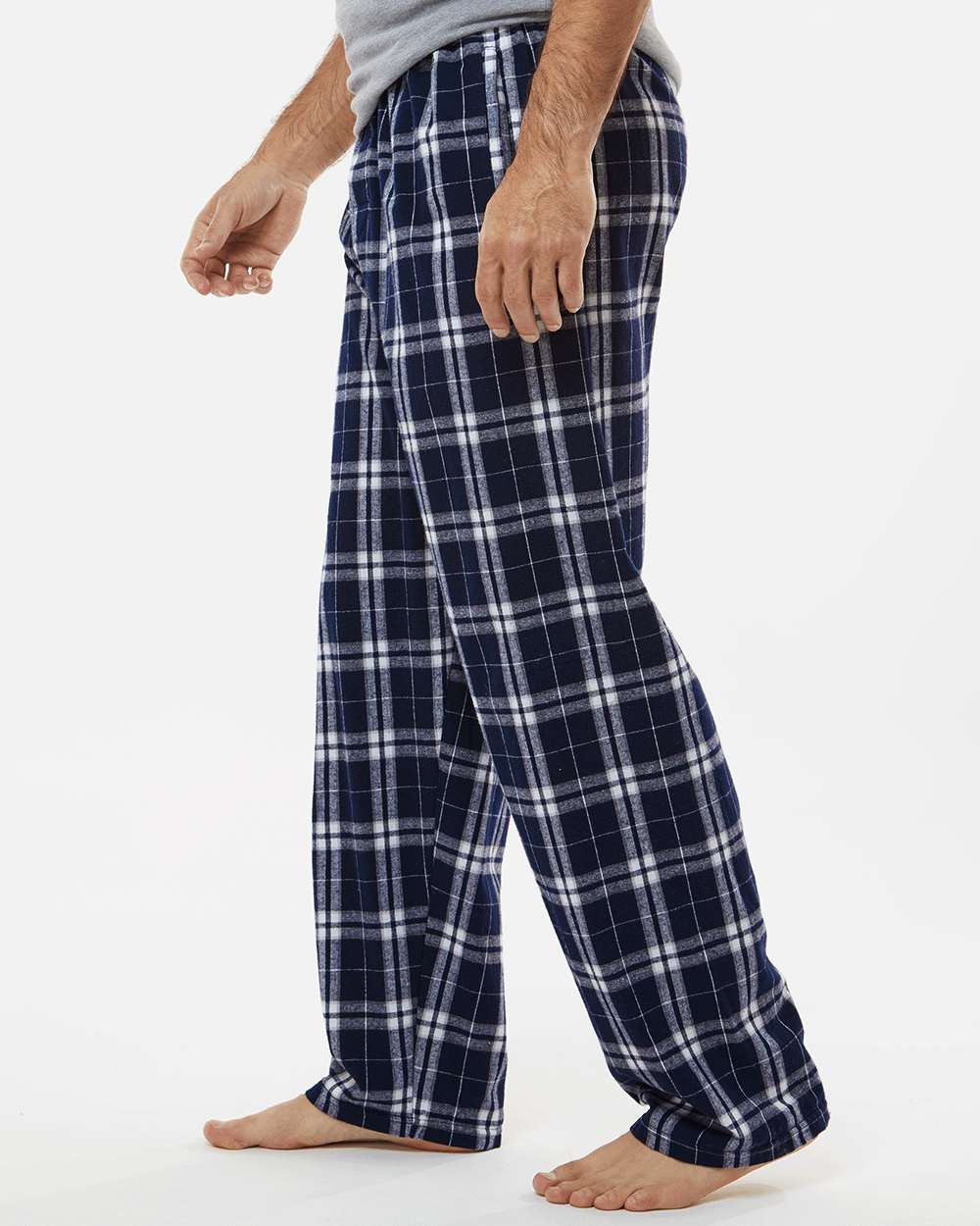 Harley Flannel Pants - OnModelSide - B13203651 - Navy/ Silver