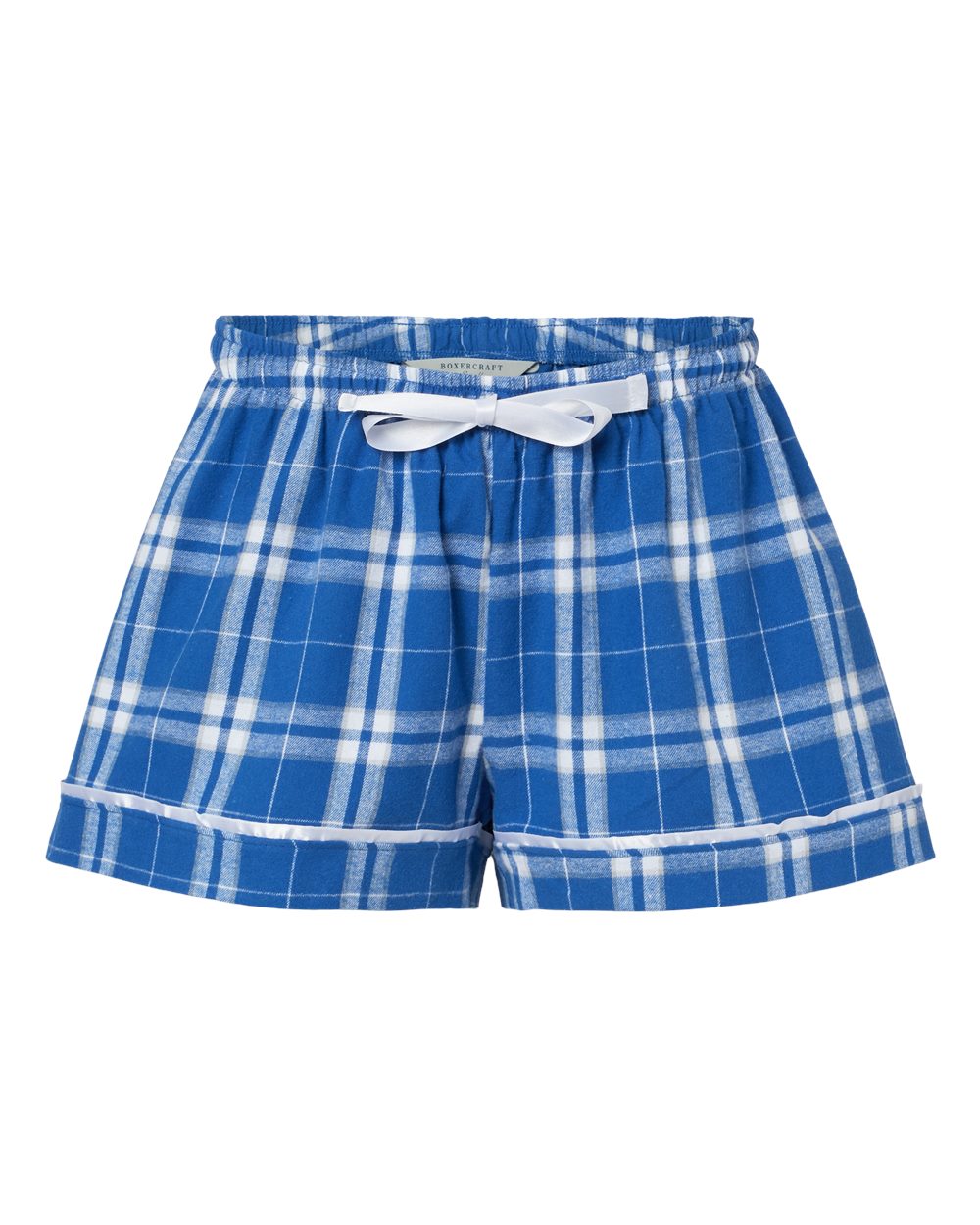 Women's Flannel Shorts - Front - B14403142 - Royal/ Silver