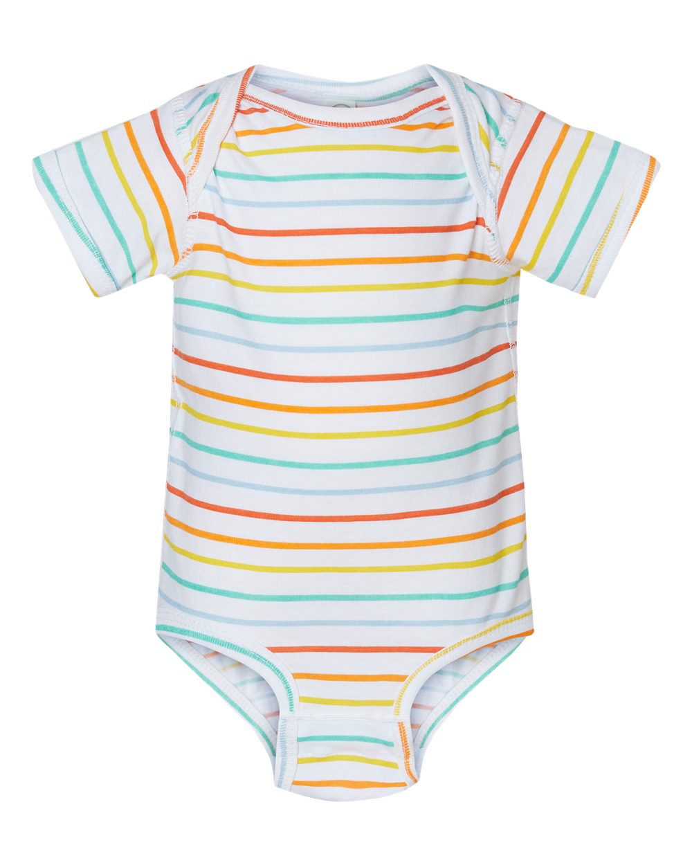 Infant Fine Jersey Bodysuit - Front - B33438901 - Rainbow Stripe