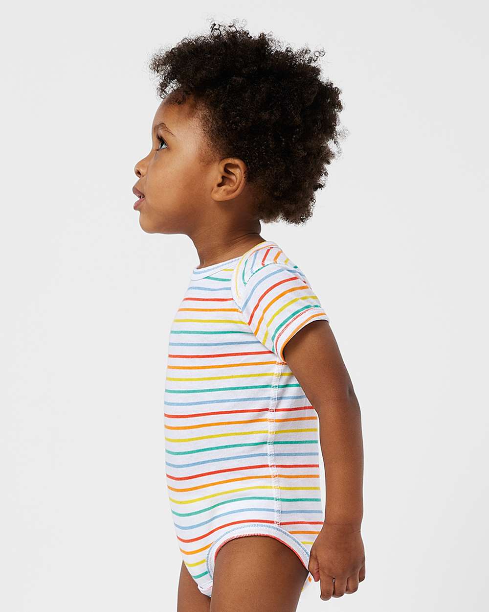 Infant Fine Jersey Bodysuit - OnModelSide - B33438901 - Rainbow Stripe