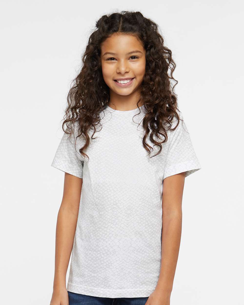 Youth Fine Jersey Tee - OnModelFront - B38038072 - White Reptile