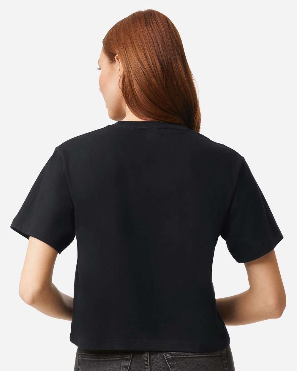 Women's Fine Jersey Boxy Tee - OnModelBack - B02427503 - Black