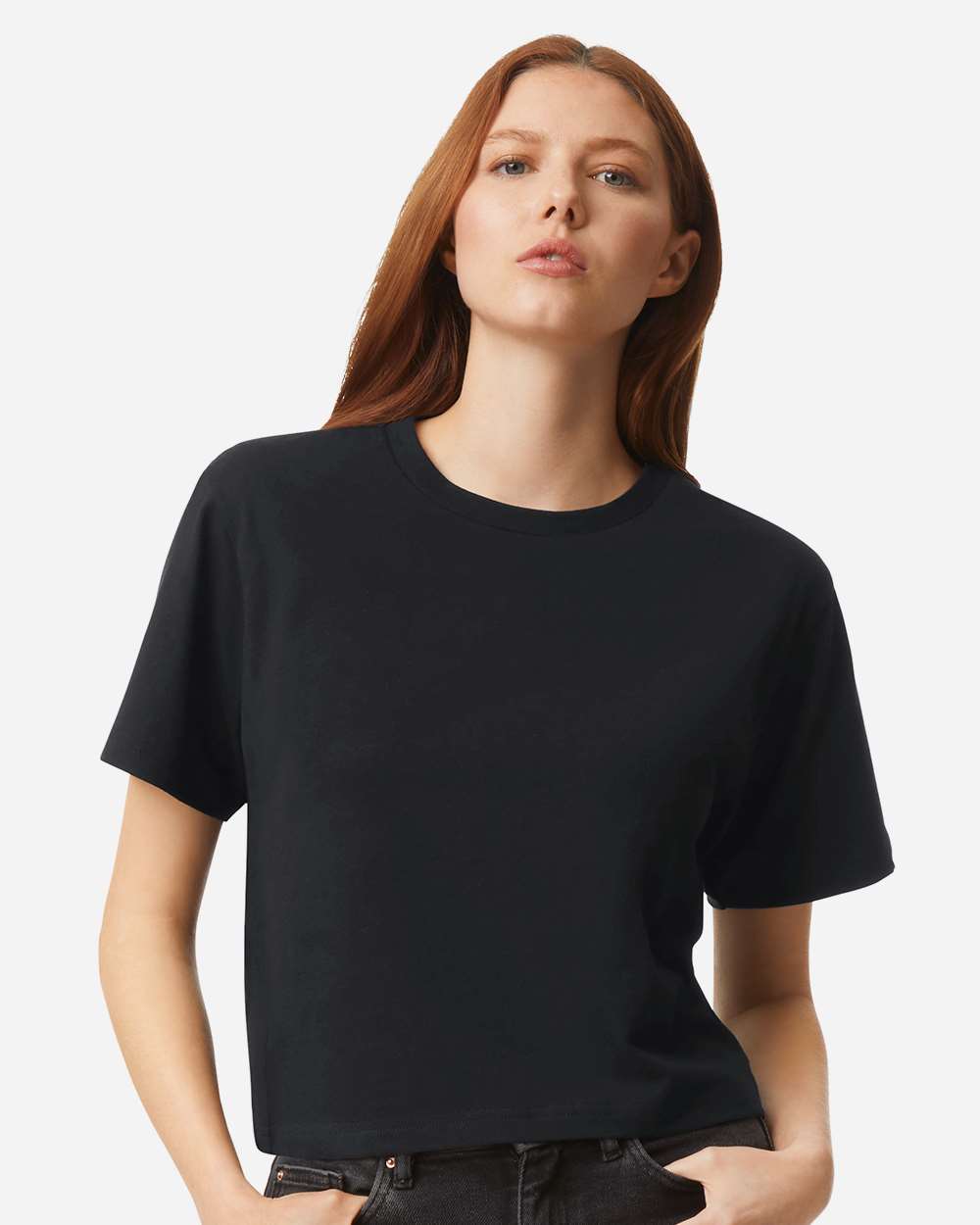 Women's Fine Jersey Boxy Tee - OnModelFront - B02427503 - Black