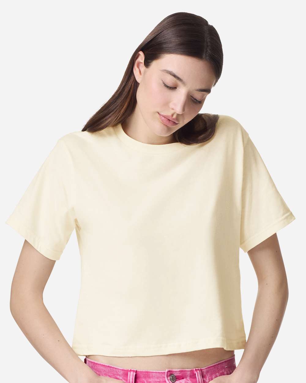 Women's Fine Jersey Boxy Tee - OnModelFront - B02427243 - Creme