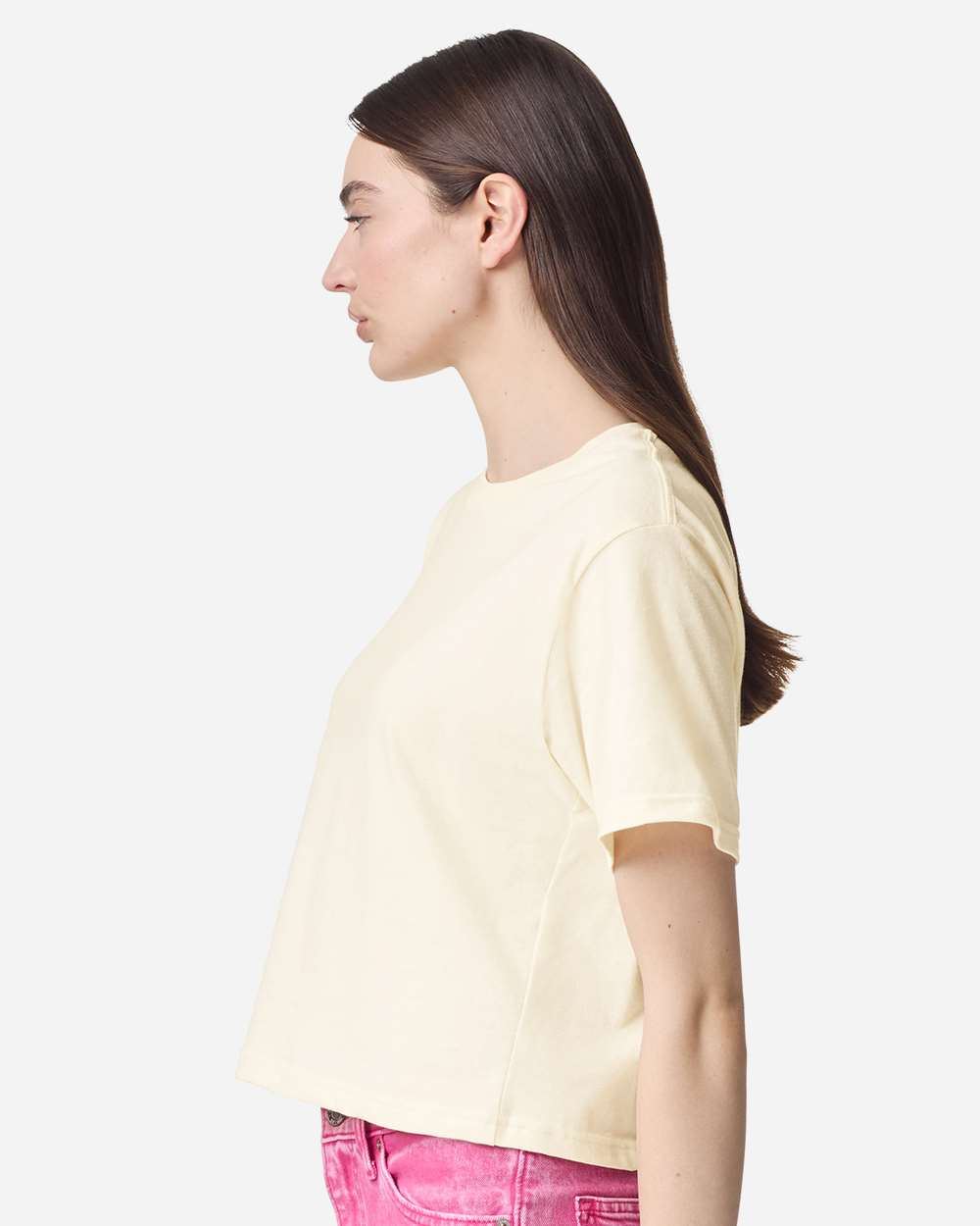 Women's Fine Jersey Boxy Tee - OnModelSide - B02427243 - Creme
