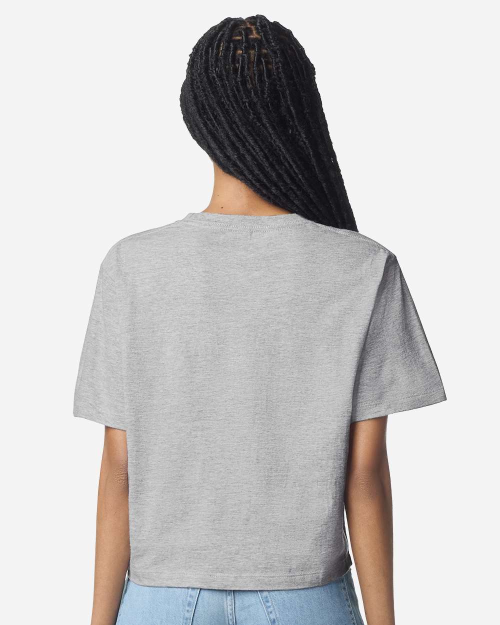Women's Fine Jersey Boxy Tee - OnModelBack - B02427583 - Heather Grey